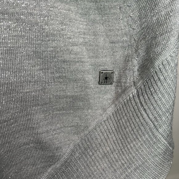 SmartWool Nokoni Poncho Sweater Cowl Neck S/M Cream Gray Metallic Wool Blend - Picture 5 of 10